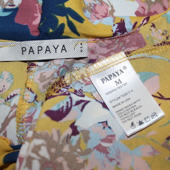 Papaya mustard open shoulder floral blouse - Picture 6 of 7